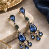 Peacock Blue Chandelier Crystal Earrings