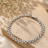 Silver Double-Row Crystal Tennis Bracelet