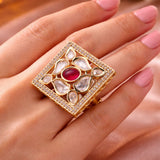 Kundan Square Ring