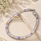 Silver Pastel Baguette Gemstone Tennis Bracelet