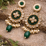 Gold Plated Green Stone Earring