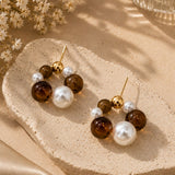 Amber Pearl Cluster Studs
