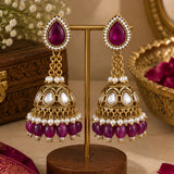 Purple Pearl Jhumka Earrings