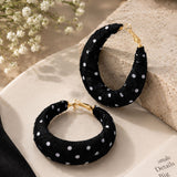 Polka Dot Fabric Wrapped Hoop Earrings