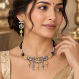 Gold Floral Motif Choker Set