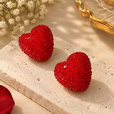 Glitter Red Heart Studs