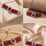 Adjustable Red Beaded Bracelet