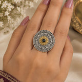 Dual-Tone Onyx Filigree Ring