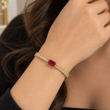 Rani Pink Baguette Tennis Bracelet