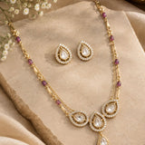 Rani Pink Accent Kundan Necklace Set