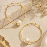 Oversized Gold Pearl Hoop Earrings