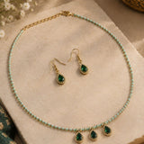 Gold Emerald & Pearl Drop Choker Set