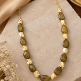 Smokey Amber & Gold Sculptural Bead Necklace