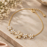 Gold Marquise & Pavé Floral Garland Chain Bracelet