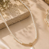 Pearl & Pavé Knot Drop Necklace
