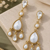 Lustrous Pearl and Crystal Chandelier Earrings