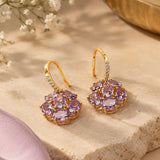 Amethyst Crystal Floral Cluster Drop Earrings