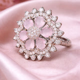 Gold Tone CZ Petal Ring