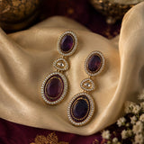 Purple Gem Triple Drop Earrings