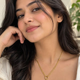 Gold Dual-Chain Ring & Heart Charm Necklace