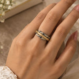 Dalmatian Jasper and Gold Interlocking Russian Ring