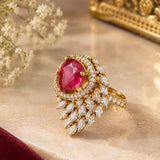 Rani Pink Teardrop Crystal Statement Ring