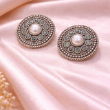 Floral Oxidised Silver Earrings