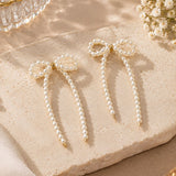 Pearl Bow Drop Earrings