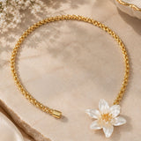 Mother-of-Pearl Lily Gold Chain Necklace