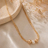 Gold & Pearl Bead Necklace