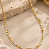 Gold Segmented Bar Crystal Necklace