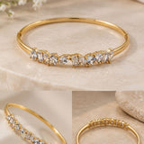 Gold Multi-Cut Scattered Crystal Tennis Bangle