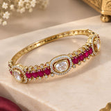 Gold Ruby & Pavé Kundan Station Bangle