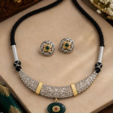 Dual-Tone Emerald & Ruby Filigree Hasli Necklace Set