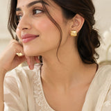 Brushed Gold Barrel Stud Earrings