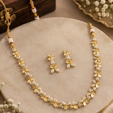 Gold Floral Vine CZ Necklace Set