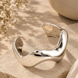 Sculptural Wavy Silver Cuff Bracelet