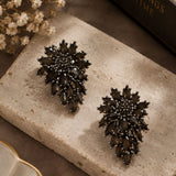 Black Marquise Crystal Cluster Stud Earrings