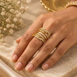Gold Pavé Multi-Band Crossover Ring