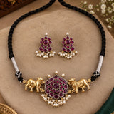 Dual-Tone Sacred Cow Ruby & Pearl Choker Set