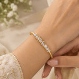 Gold Multi-Cut Scattered Crystal Tennis Bangle