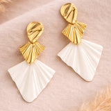 Gold & White Geometric Earrings