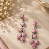 Pink Faux Turquoise Wavy Vine Drop Earrings