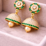 Green Jhumka Earrings
