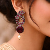 Silver Plated Peacock Jhumki