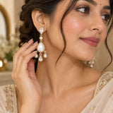 Lustrous Pearl and Crystal Chandelier Earrings