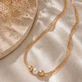 Gold & Pearl Bead Necklace