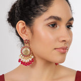 Red Classic HandCrafted Meenakari Matte Gold Plated Temple Earring