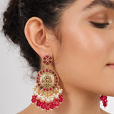 Red Classic HandCrafted Meenakari Matte Gold Plated Temple Earring