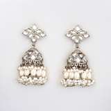 White Oxidised Jhumki